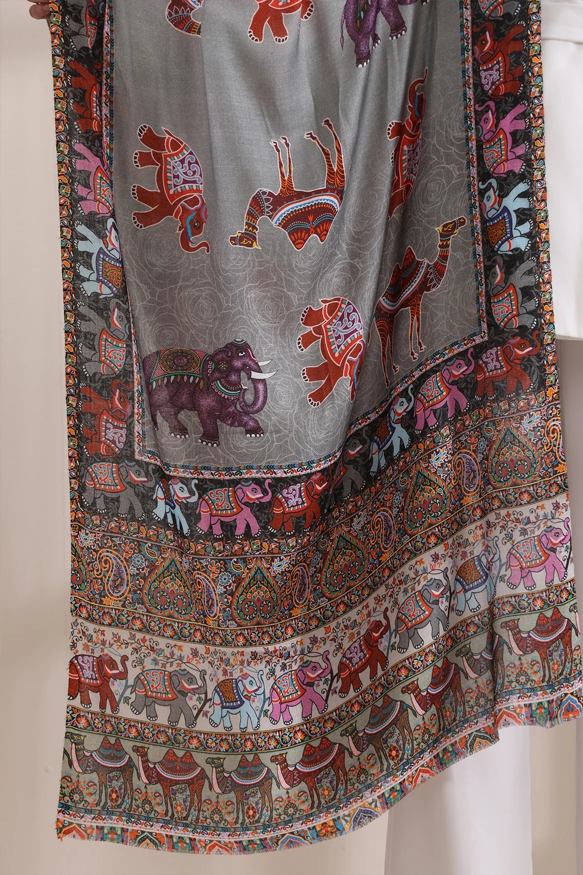 Happy Elephant Multicolor Faux Pashmina Stole