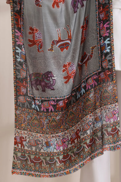 Happy Elephant Multicolor Faux Pashmina Stole