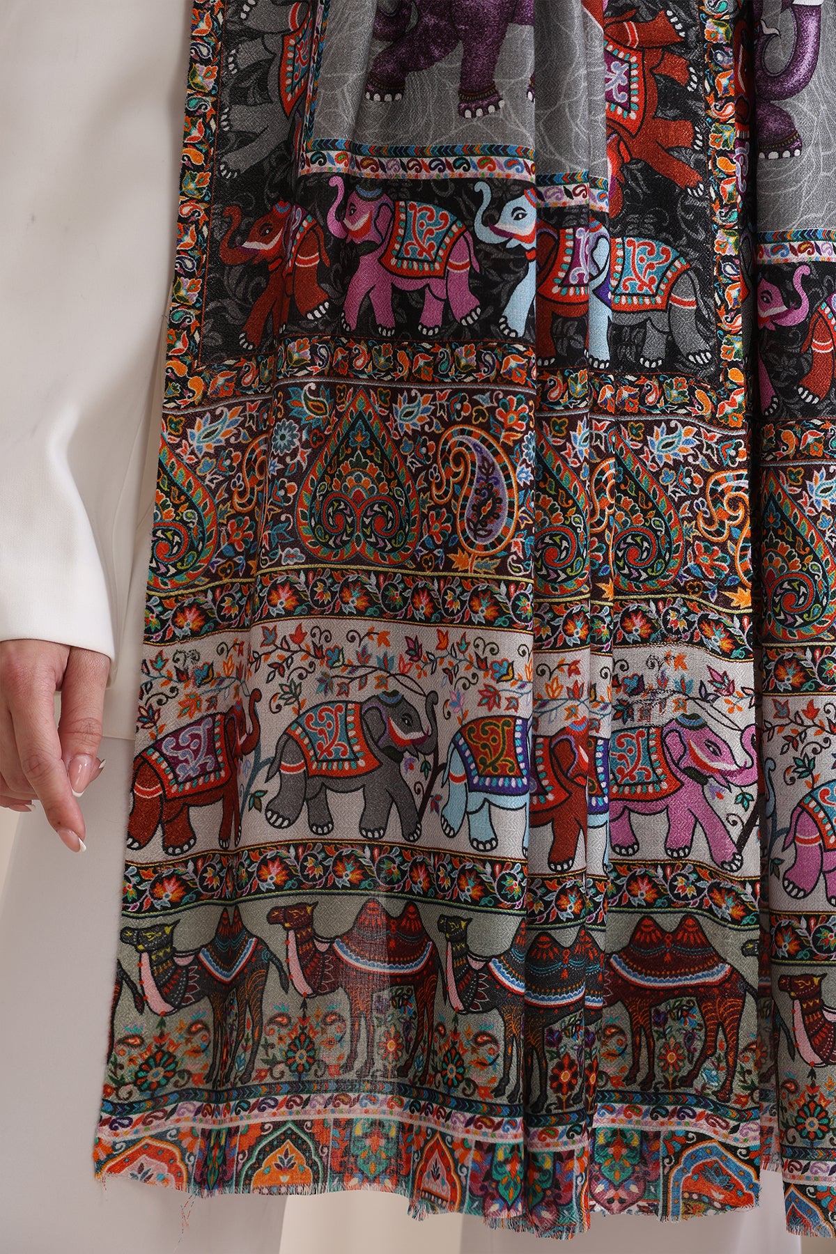 -  Happy Elephant Multicolor Faux Pashmina Stole