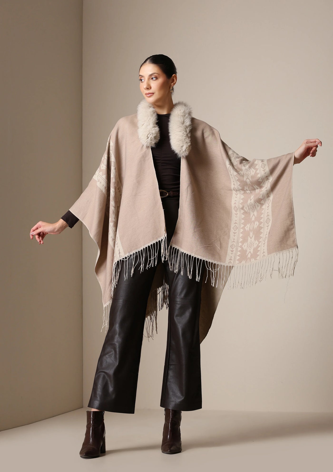 Dusala Vegan Fur Cape – The Luxe Winter Essential