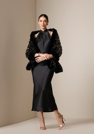 Dusala Midnight Luxe Vegan Fur Cape