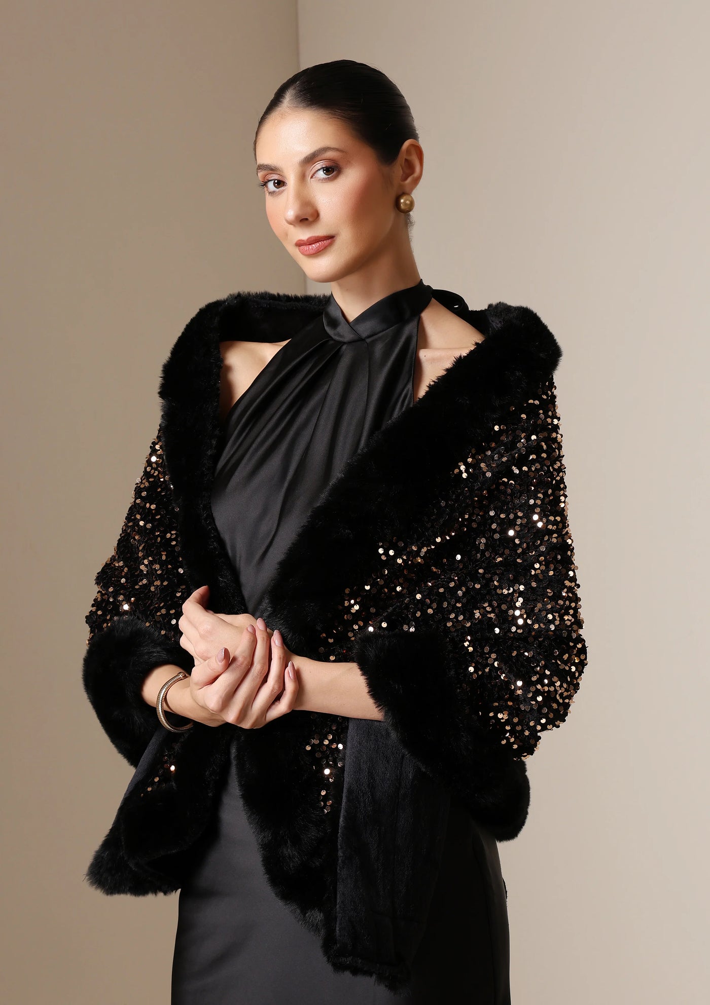 Dusala Midnight Luxe Vegan Fur Cape