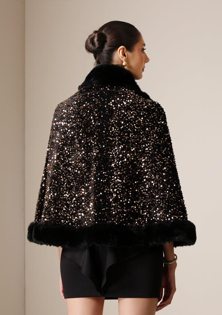 Dusala Midnight Luxe Vegan Fur Cape