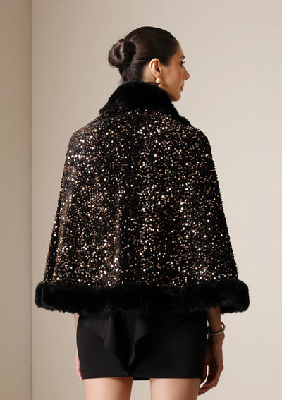 Dusala Midnight Luxe Vegan Fur Cape