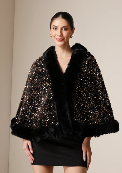 Dusala Midnight Luxe Vegan Fur Cape