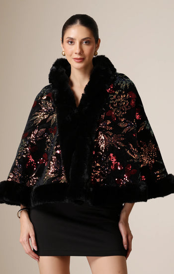Dusala Celestial Bloom Vegan Fur Cape