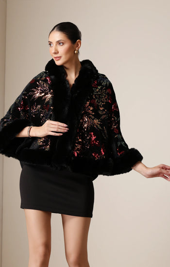 Dusala Celestial Bloom Vegan Fur Cape