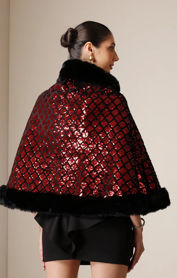 Dusala Scarlet Luxe Vegan Fur Cape