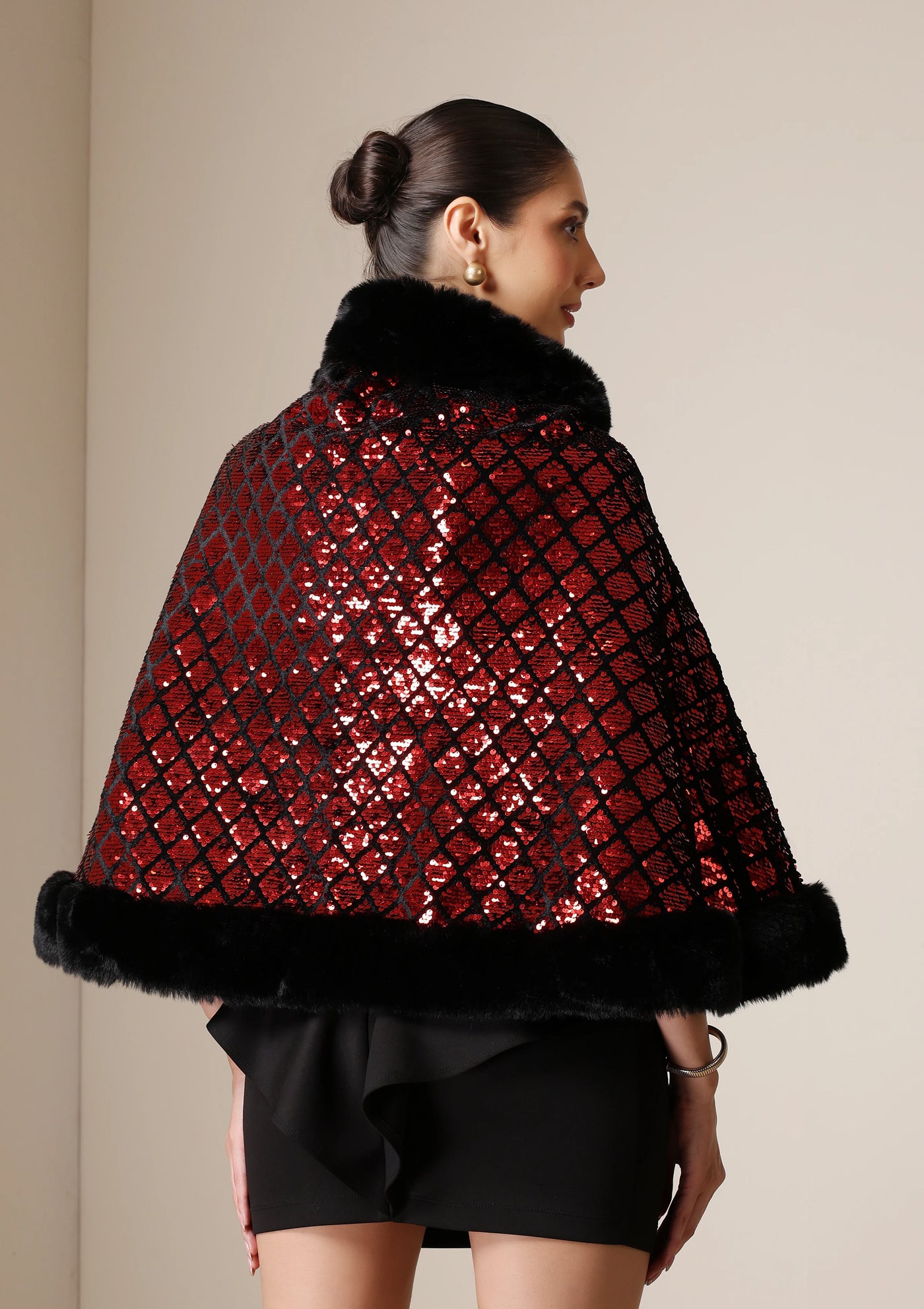 Dusala Scarlet Luxe Vegan Fur Cape
