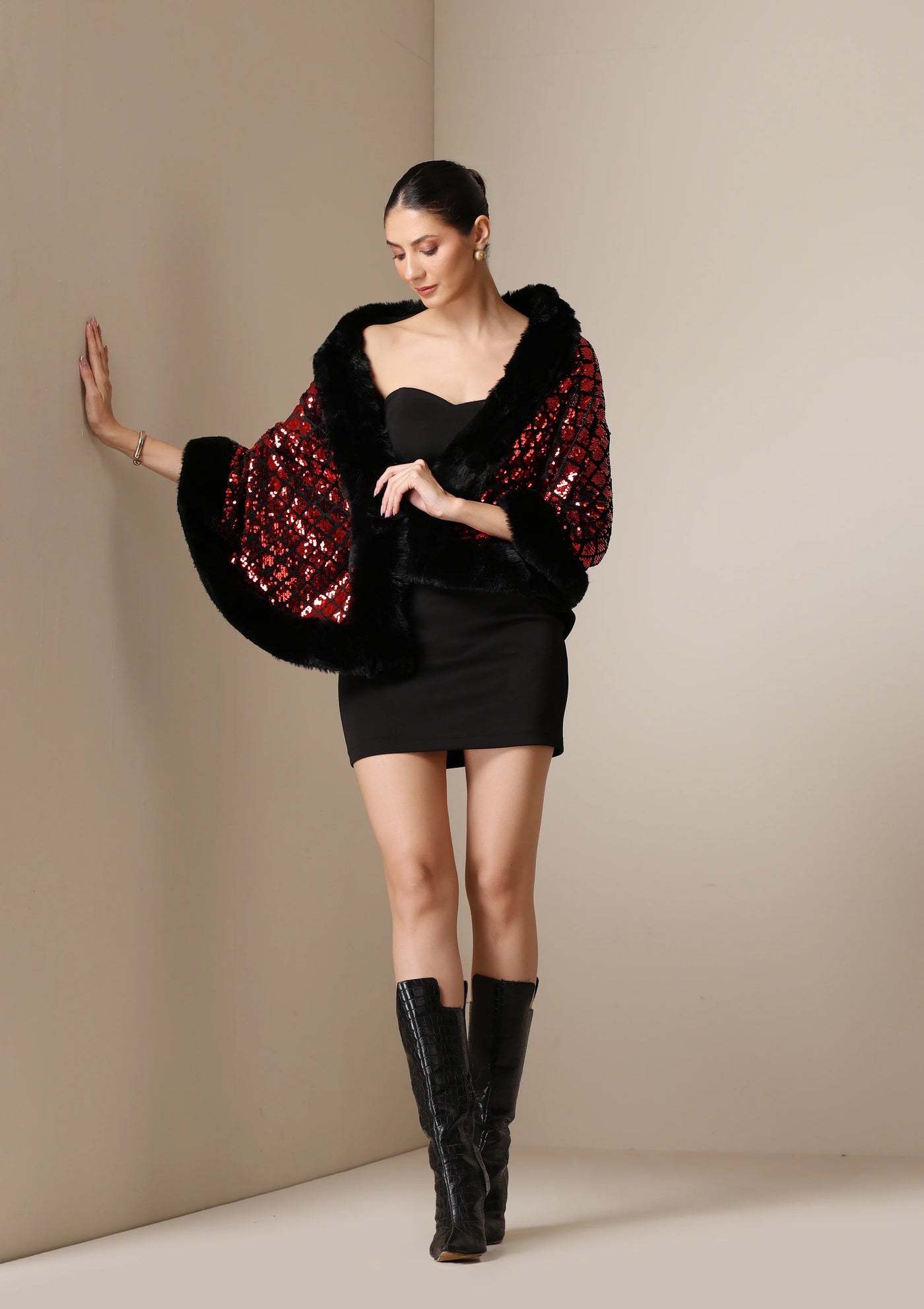Dusala Scarlet Luxe Vegan Fur Cape