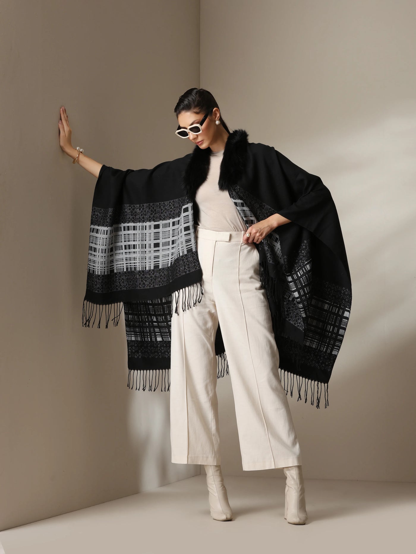 Dusala Noir Grace Vegan Fur Cape