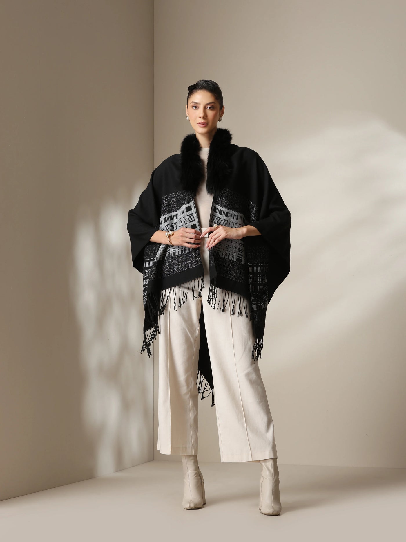 Dusala Noir Grace Vegan Fur Cape