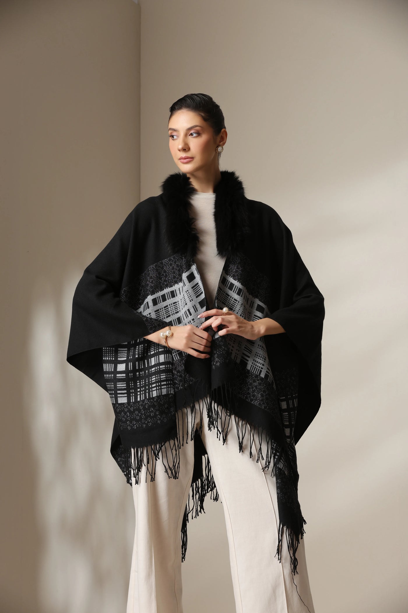 Dusala Noir Grace Vegan Fur Cape