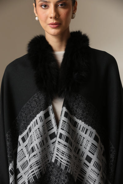 Dusala Noir Grace Vegan Fur Cape