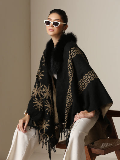 Dusala Midnight Bloom Vegan Fur Cape