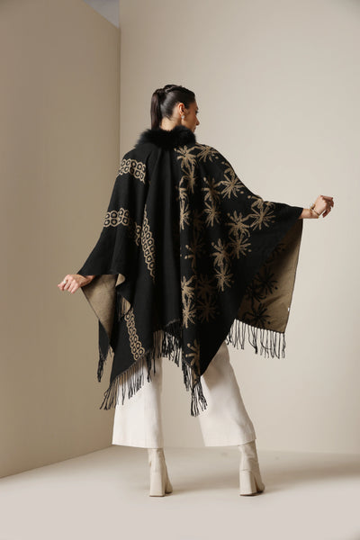 Dusala Midnight Bloom Vegan Fur Cape