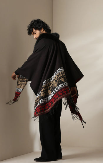 Dusala Crimson Luxe Vegan Fur Cape