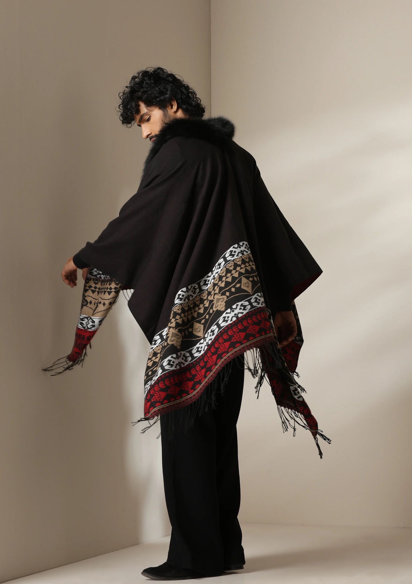 Dusala Crimson Luxe Vegan Fur Cape