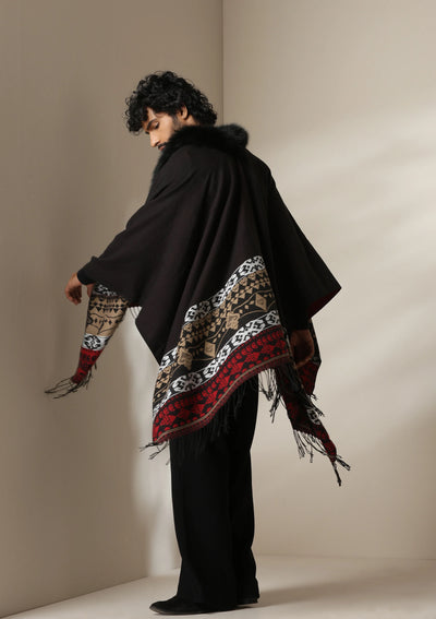 Dusala Crimson Luxe Vegan Fur Cape