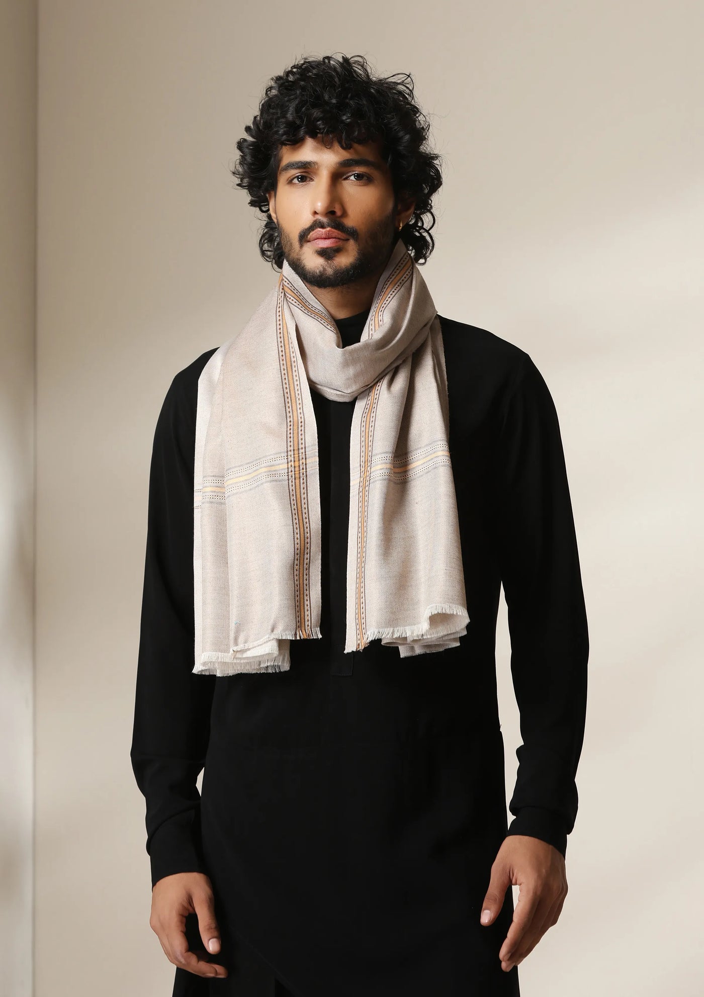Dusala Classic Line Wool-Silk Stole for Men & Women
