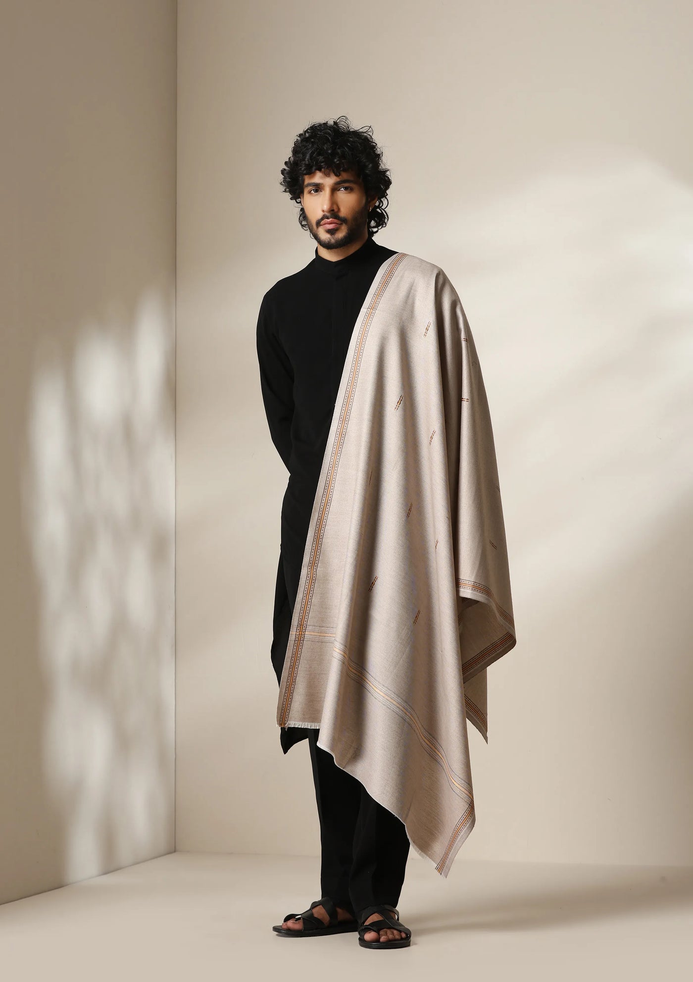 Dusala Classic Line Wool-Silk Stole for Men & Women