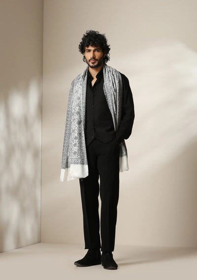 Dusala Silver Mist Pashmina blend Stole for Men & Women