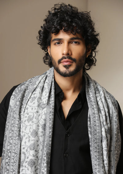 Dusala Silver Mist Pashmina blend Stole for Men & Women