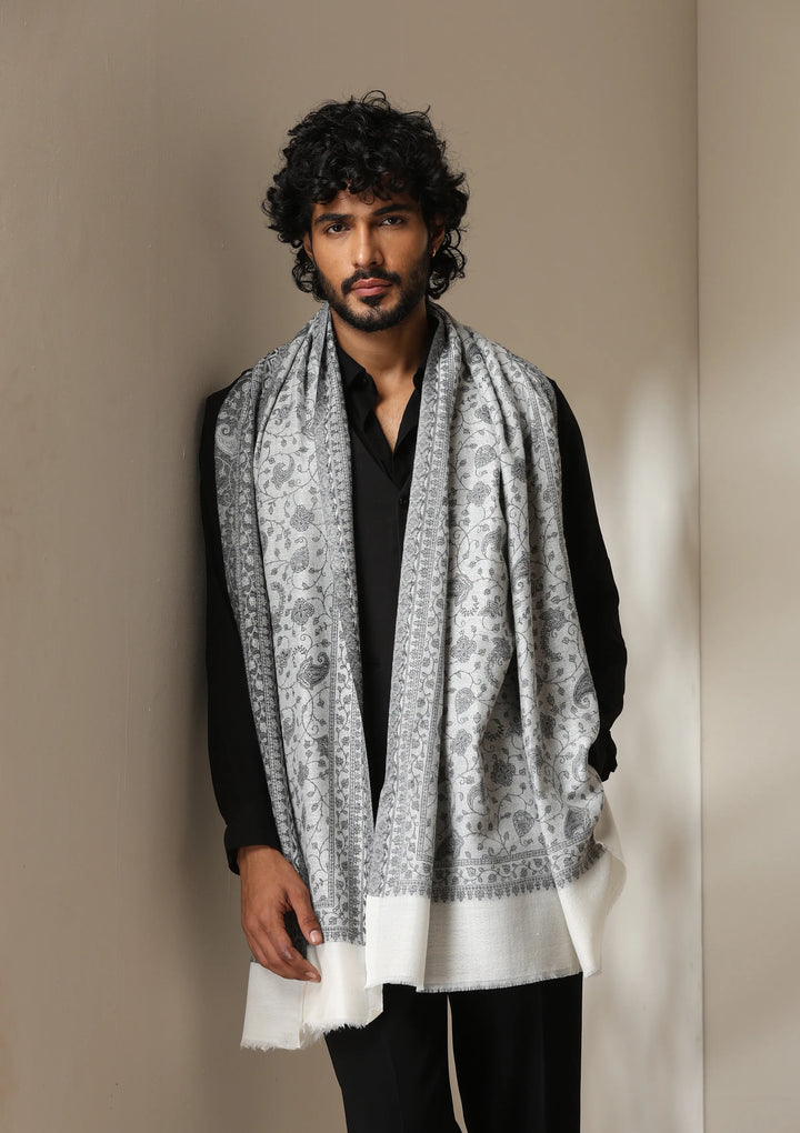 Dusala Silver Mist Pashmina blend Stole for Men &amp; Women