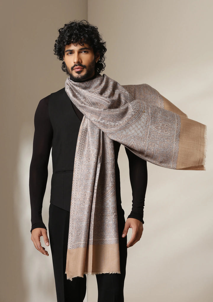 Dusala Mocha Maze Pashmina blend Stole for Men &amp; Women