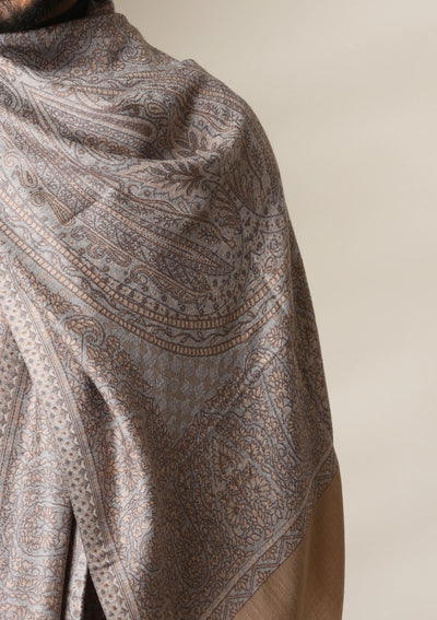 Dusala Mocha Maze Pashmina blend Stole for Men & Women