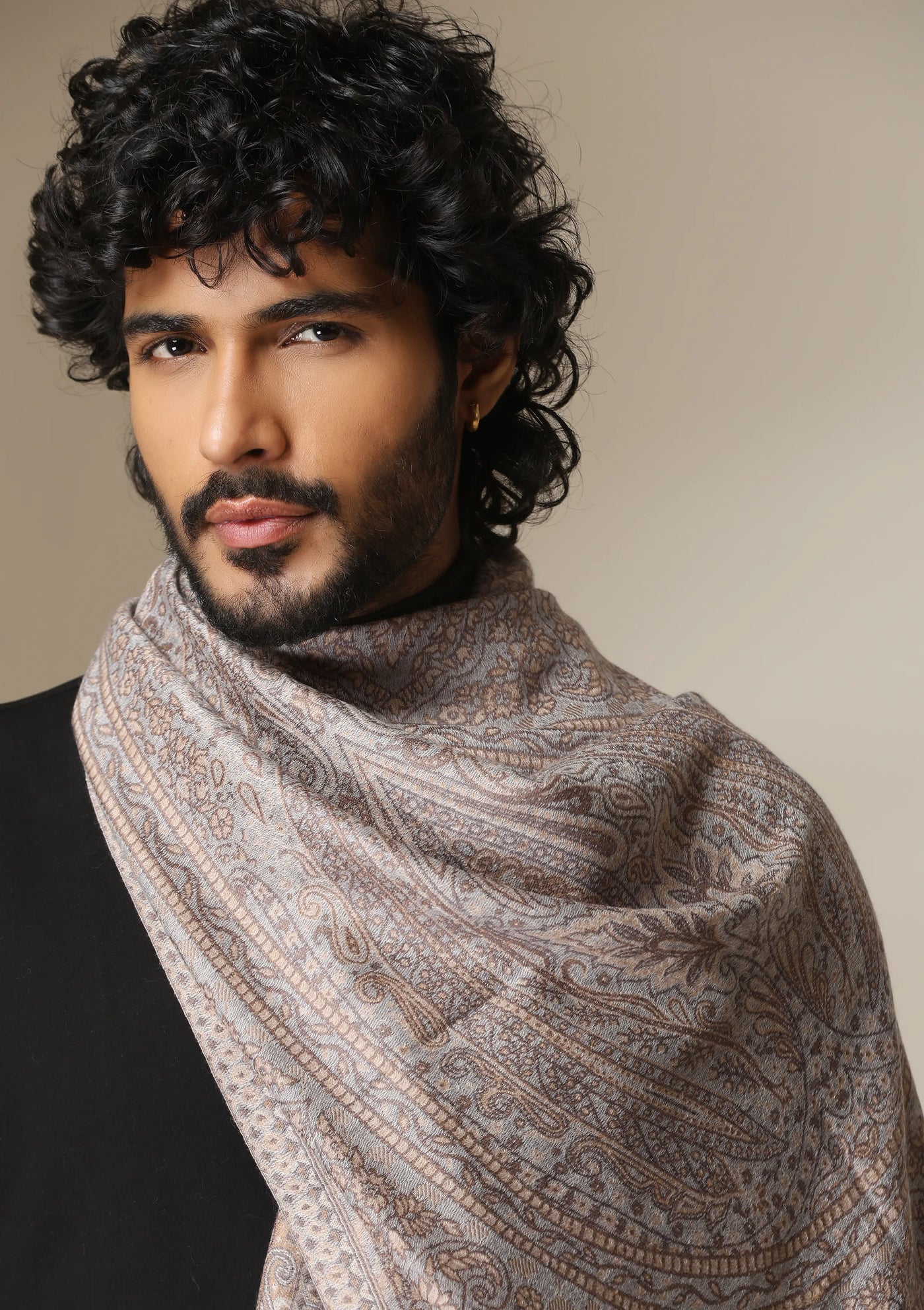 Dusala Mocha Maze Pashmina blend Stole for Men & Women