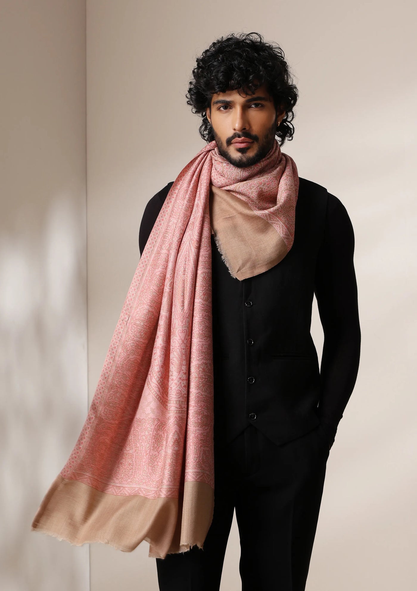 Dusala Blush Pashmina blend Stole for Men & Women