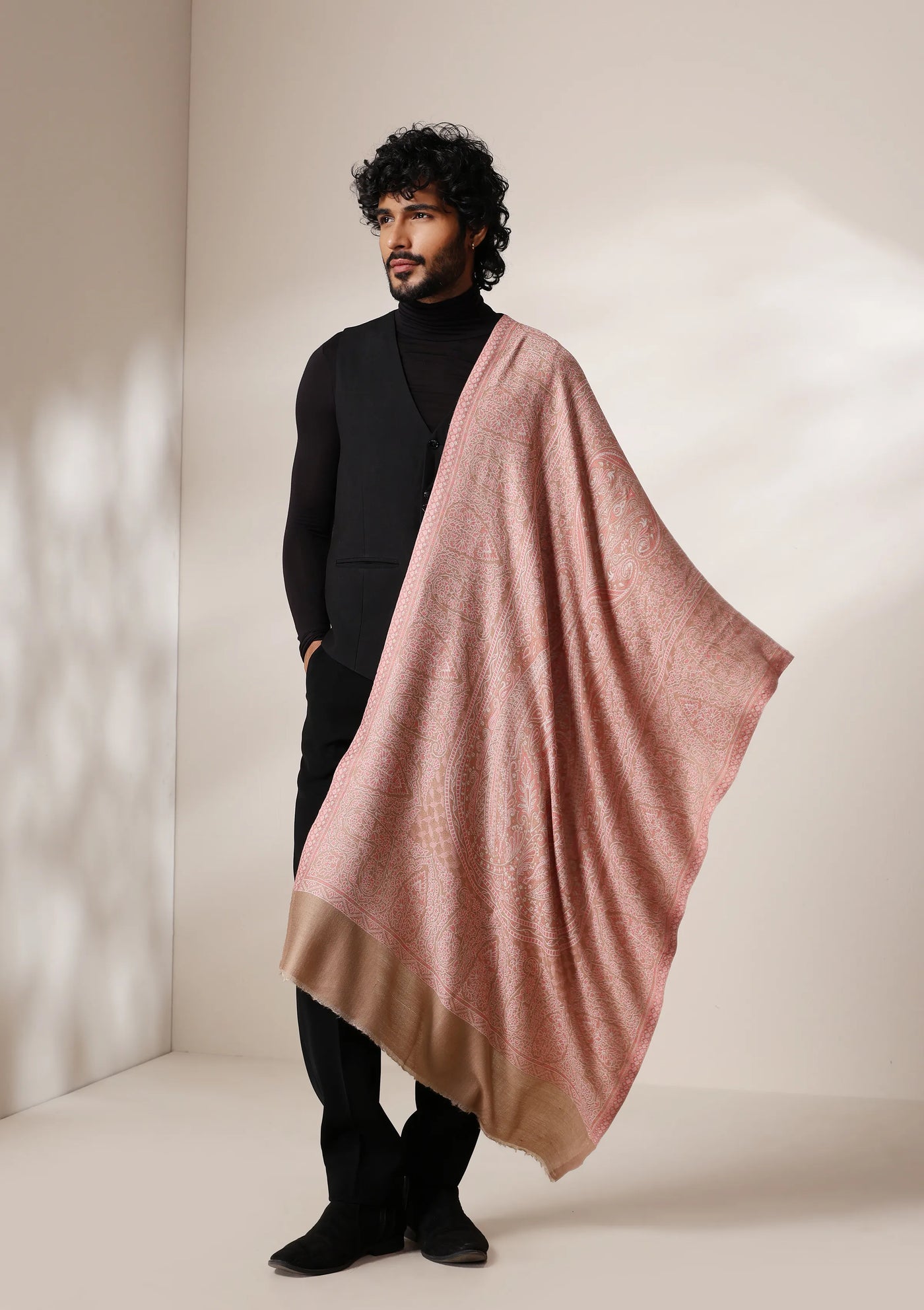 Dusala Blush Pashmina blend Stole for Men & Women