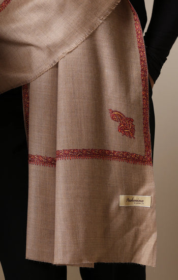 Dusala Classic Beige Harshi Border Shawl for Men & Women