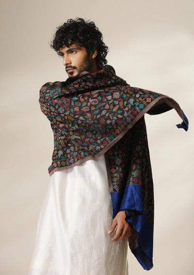 Dusala Midnight Garden Kani Shawl for Men & Women