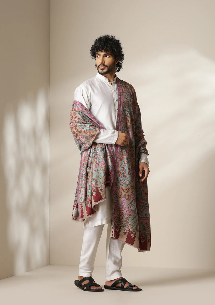 Dusala Blush Paisley Kani Shawl for Men &amp; Women