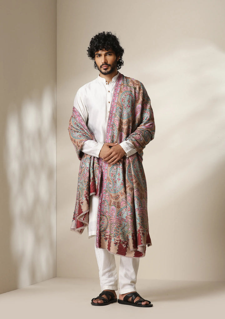 Dusala Blush Paisley Kani Shawl for Men &amp; Women