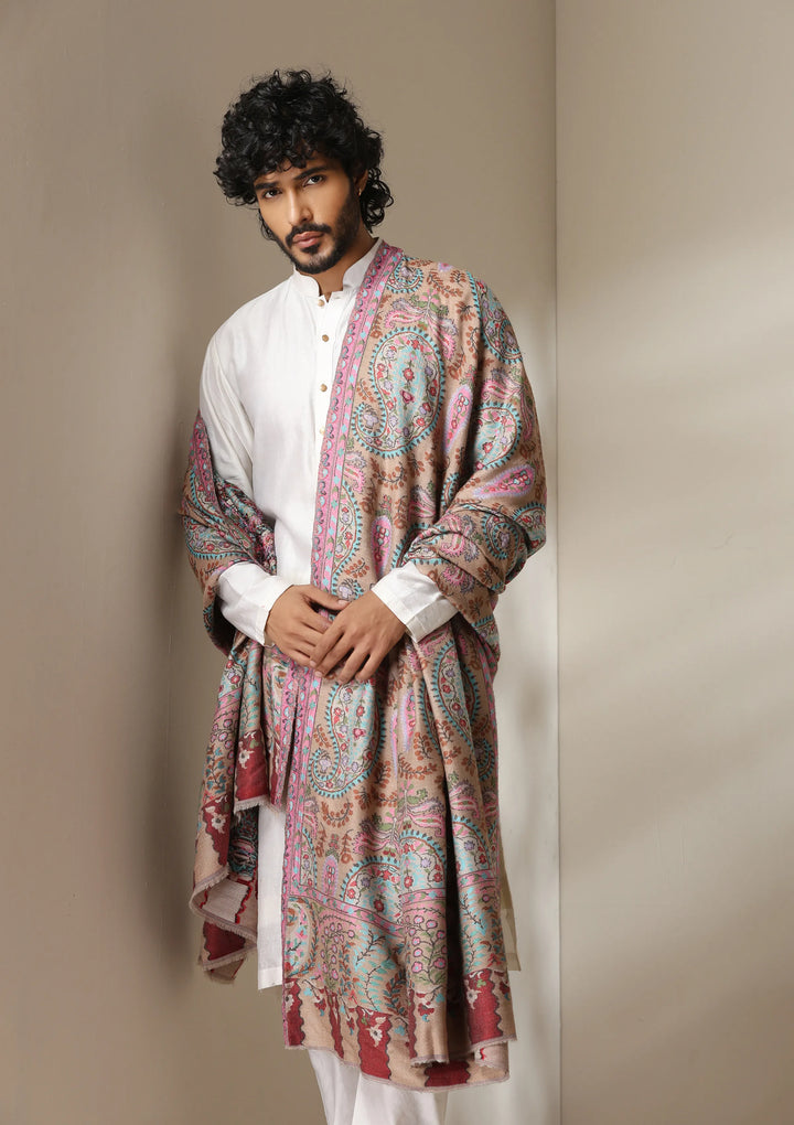 Dusala Blush Paisley Kani Shawl for Men &amp; Women