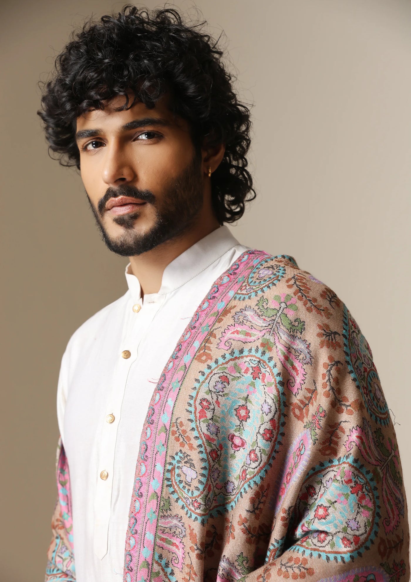 Dusala Blush Paisley Kani Shawl for Men & Women