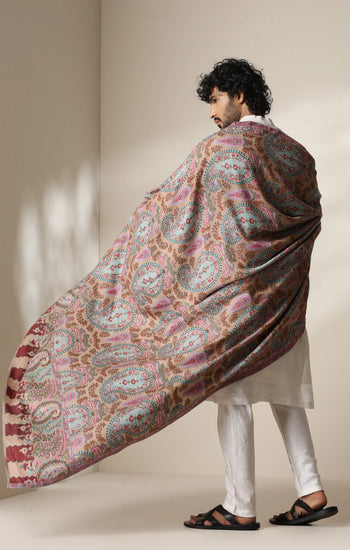 Dusala Blush Paisley Kani Shawl for Men & Women