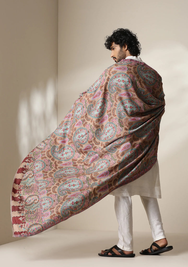 Dusala Blush Paisley Kani Shawl for Men &amp; Women