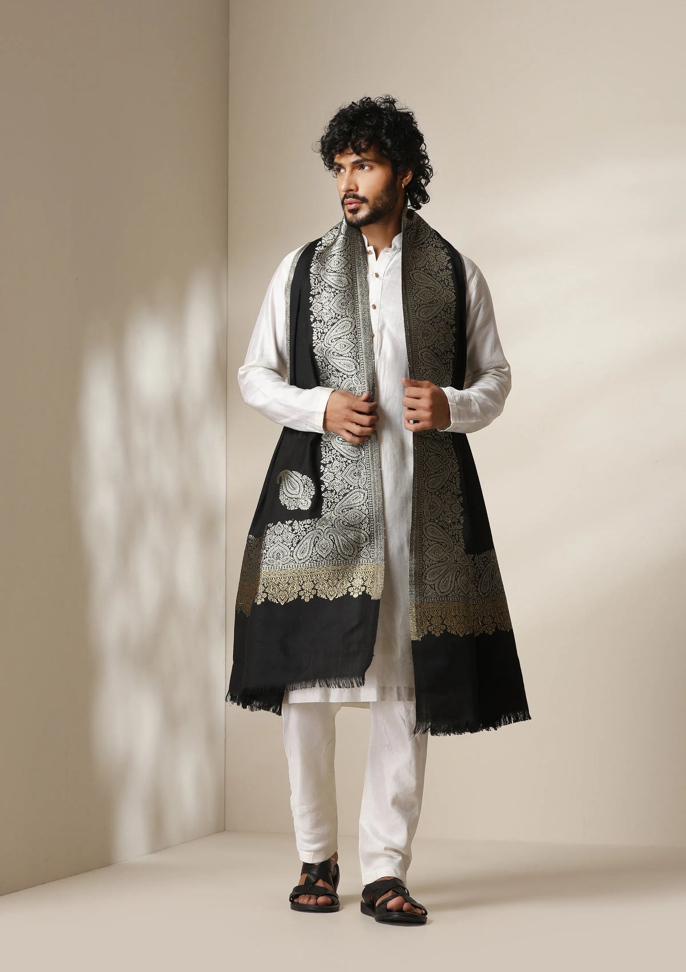 Dusala Noir Royale Zari Shawl for Men & Women