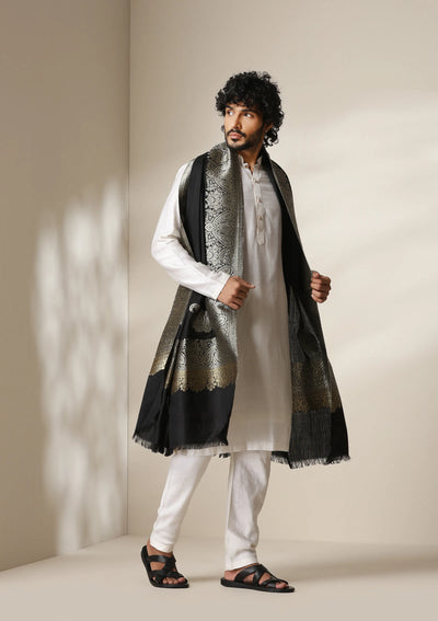 Dusala Noir Royale Zari Shawl for Men & Women