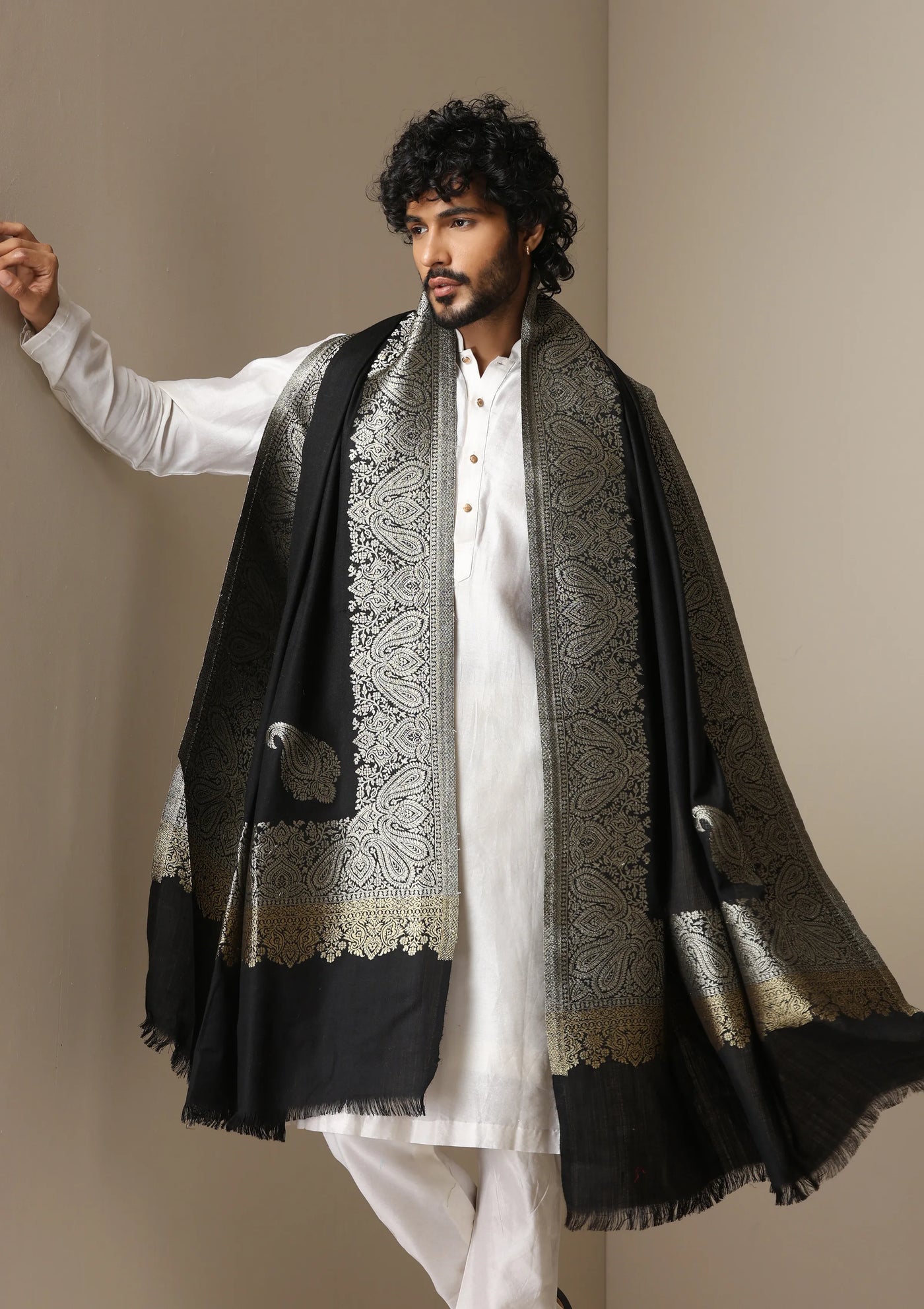 Dusala Noir Royale Zari Shawl for Men & Women