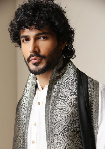 Dusala Noir Royale Zari Shawl for Men & Women