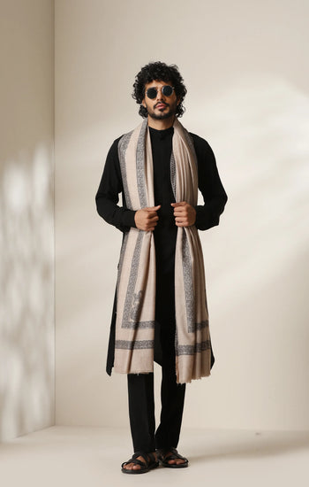 Dusala Sand Noir pashmina silk shawl for Men & Women