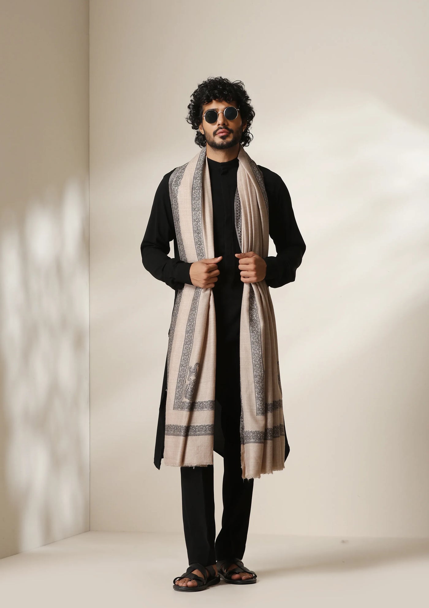 Dusala Sand Noir pashmina silk shawl for Men & Women