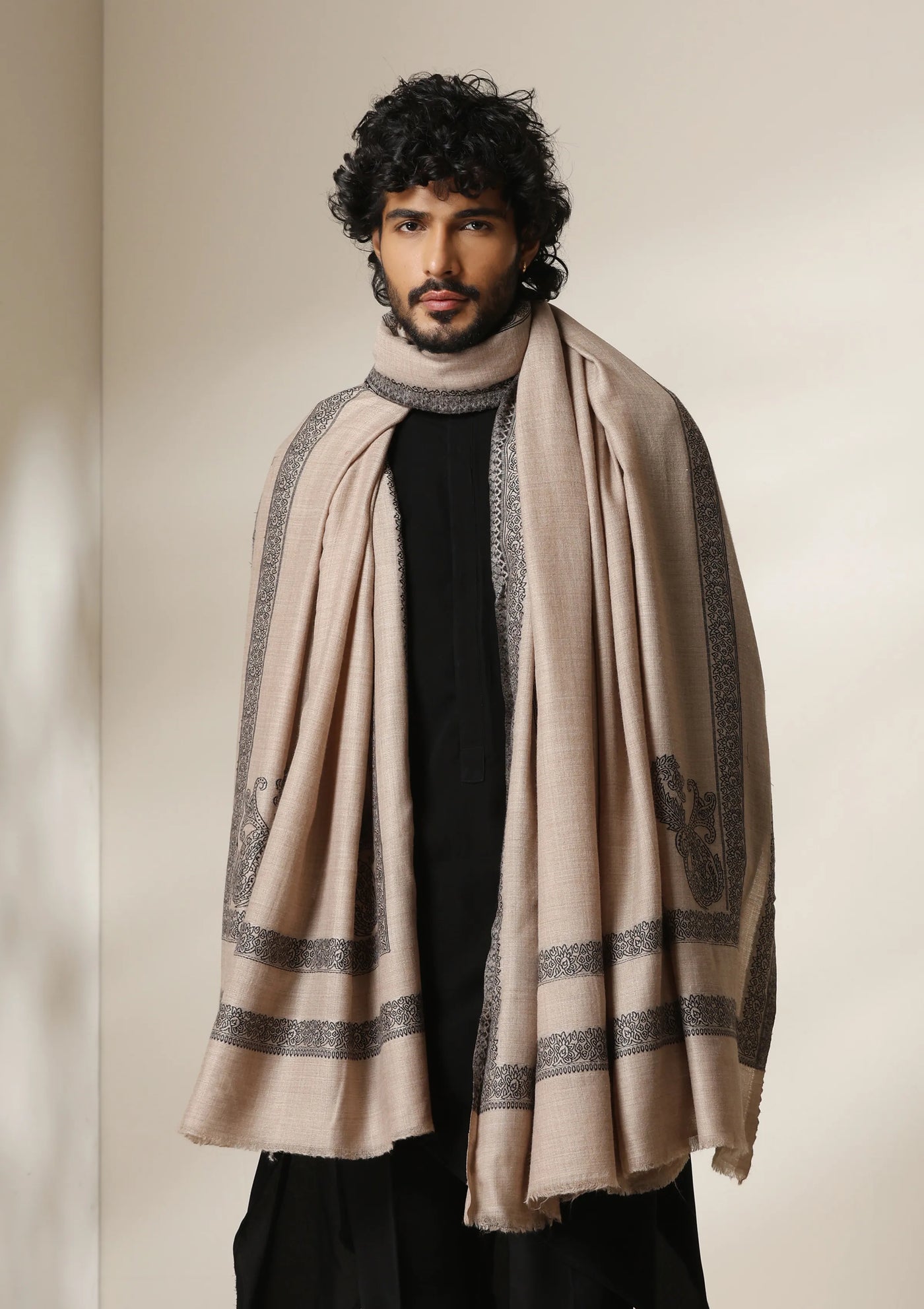 Dusala Sand Noir pashmina silk shawl for Men & Women