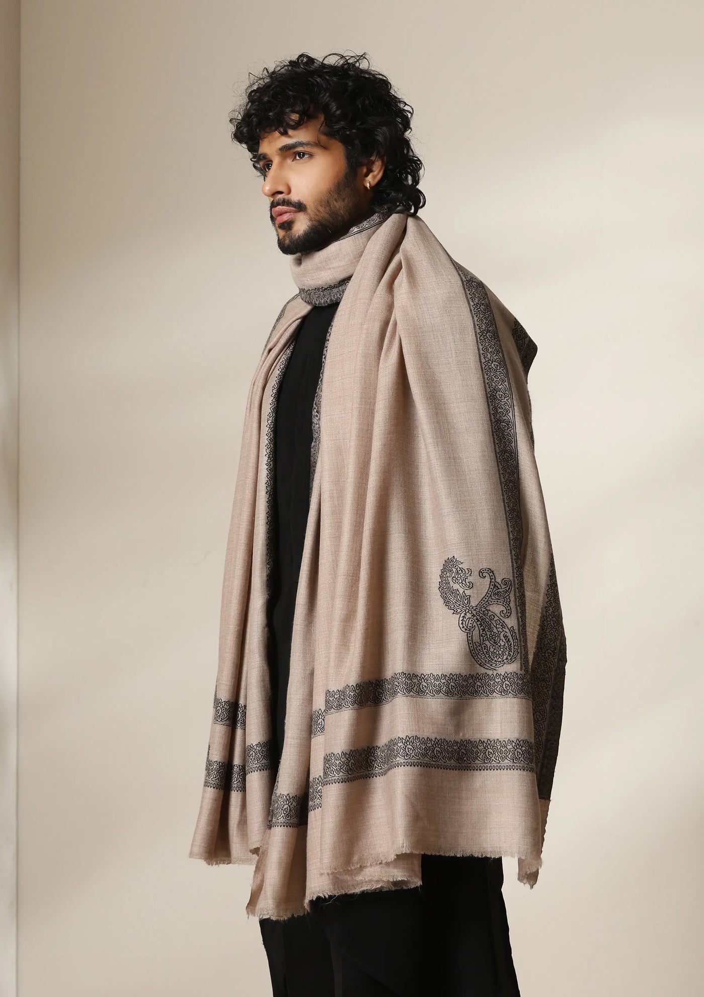 Dusala Sand Noir pashmina silk shawl for Men & Women