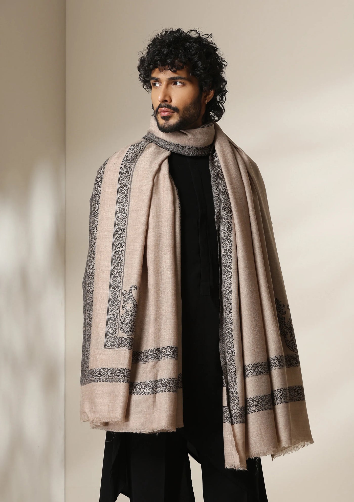 Dusala Sand Noir pashmina silk shawl for Men & Women